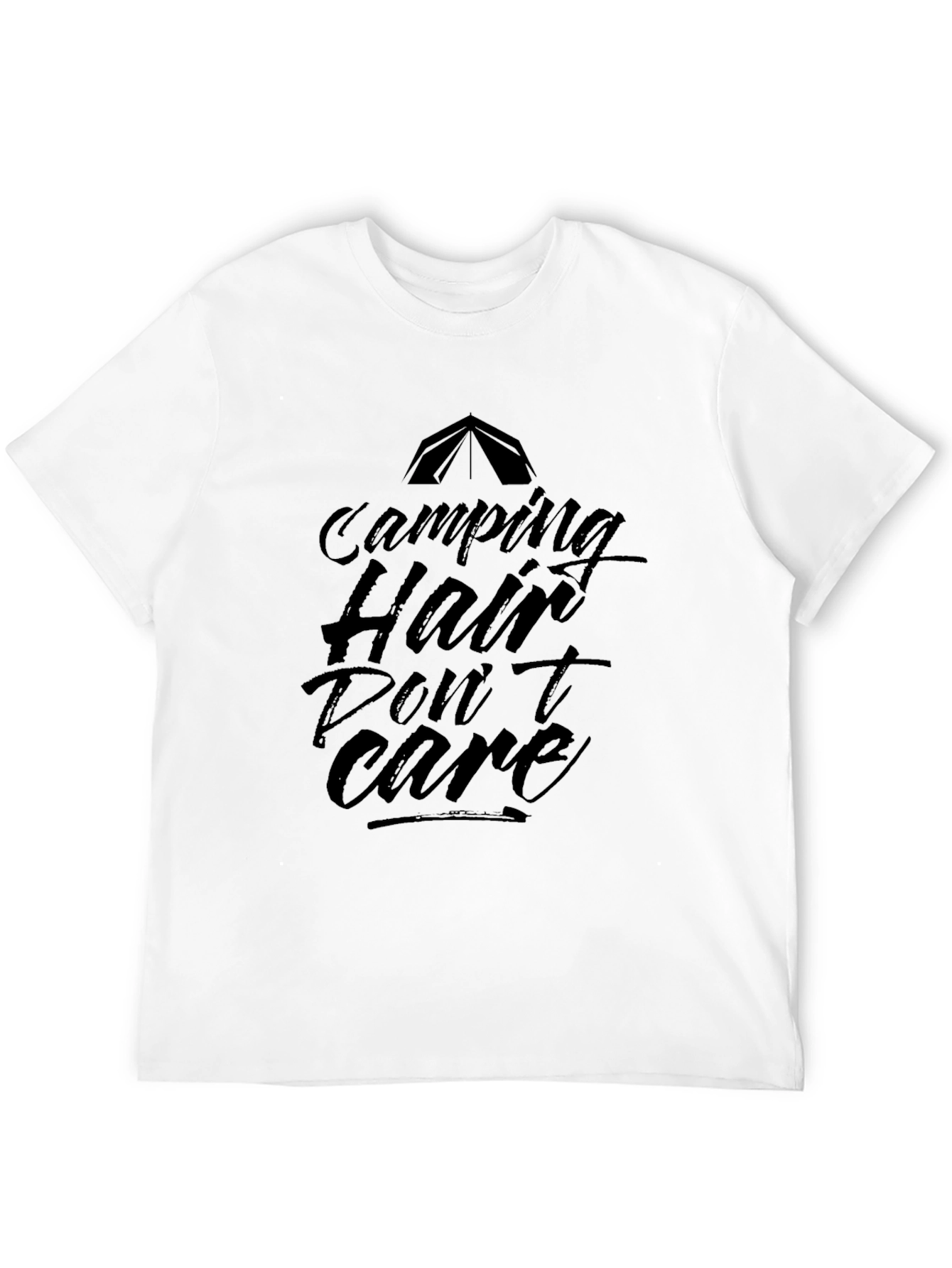 Camping Hair Dont Care Graphic Tee - Black
