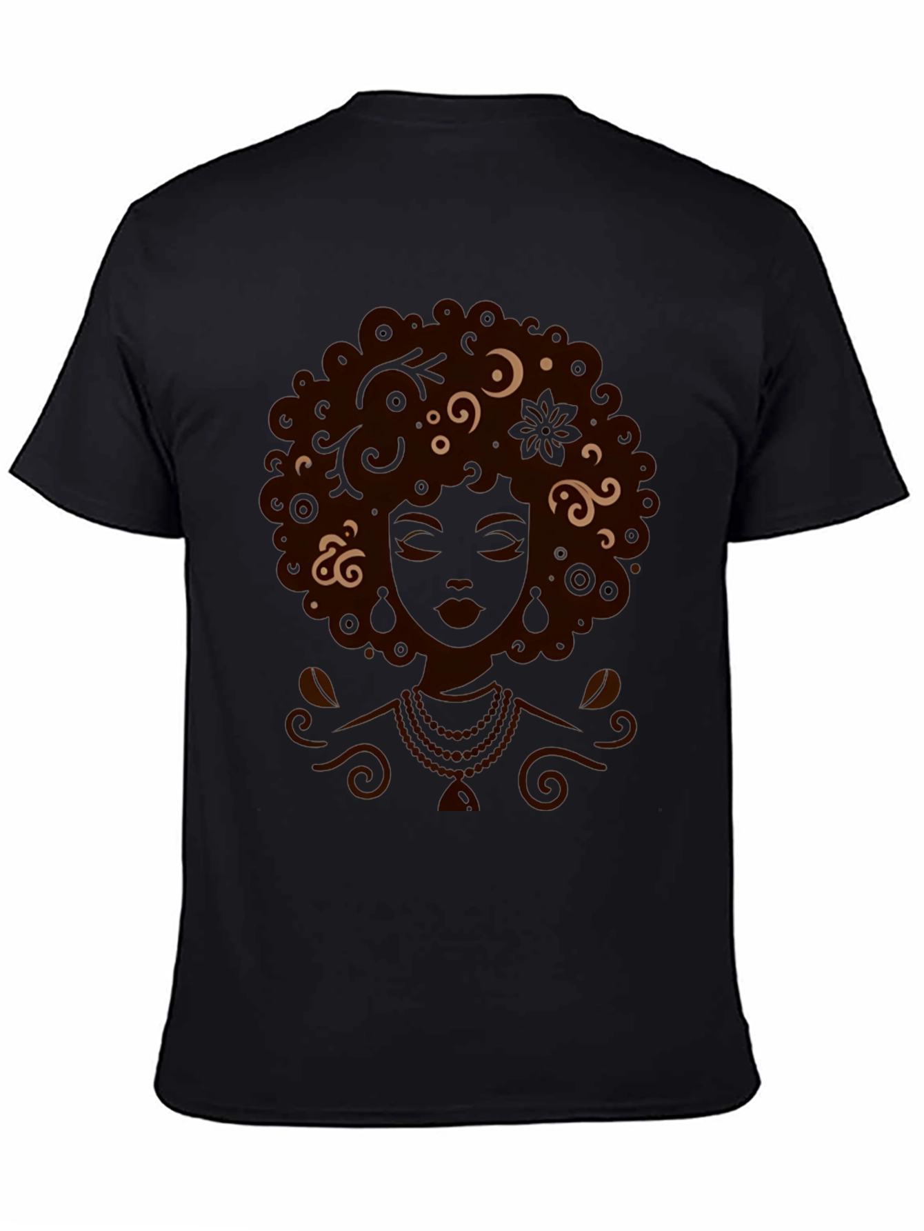 Black Graphic Tee - Afro Woman Art