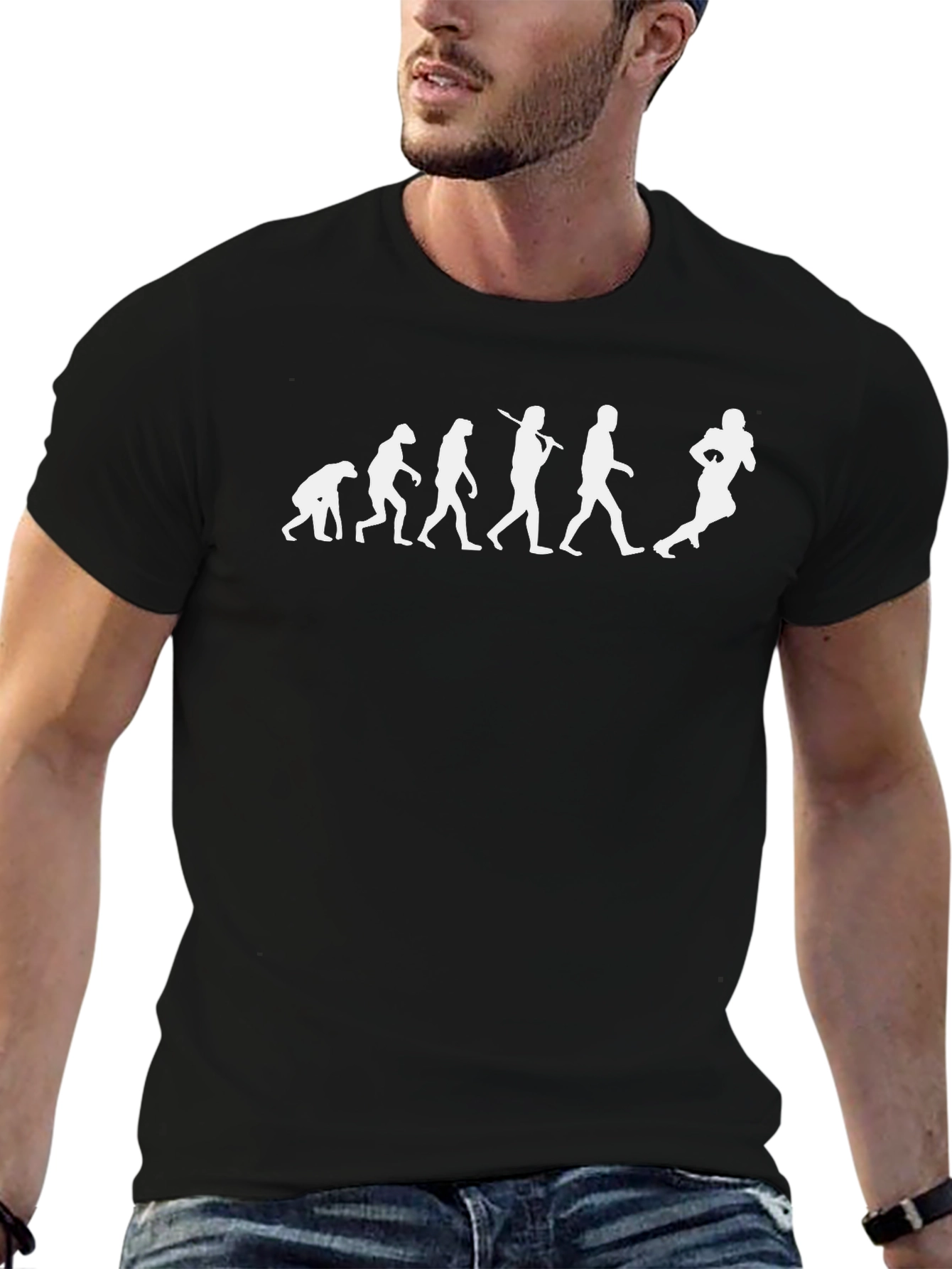 Evolution Football T-Shirt - Black Crew Neck