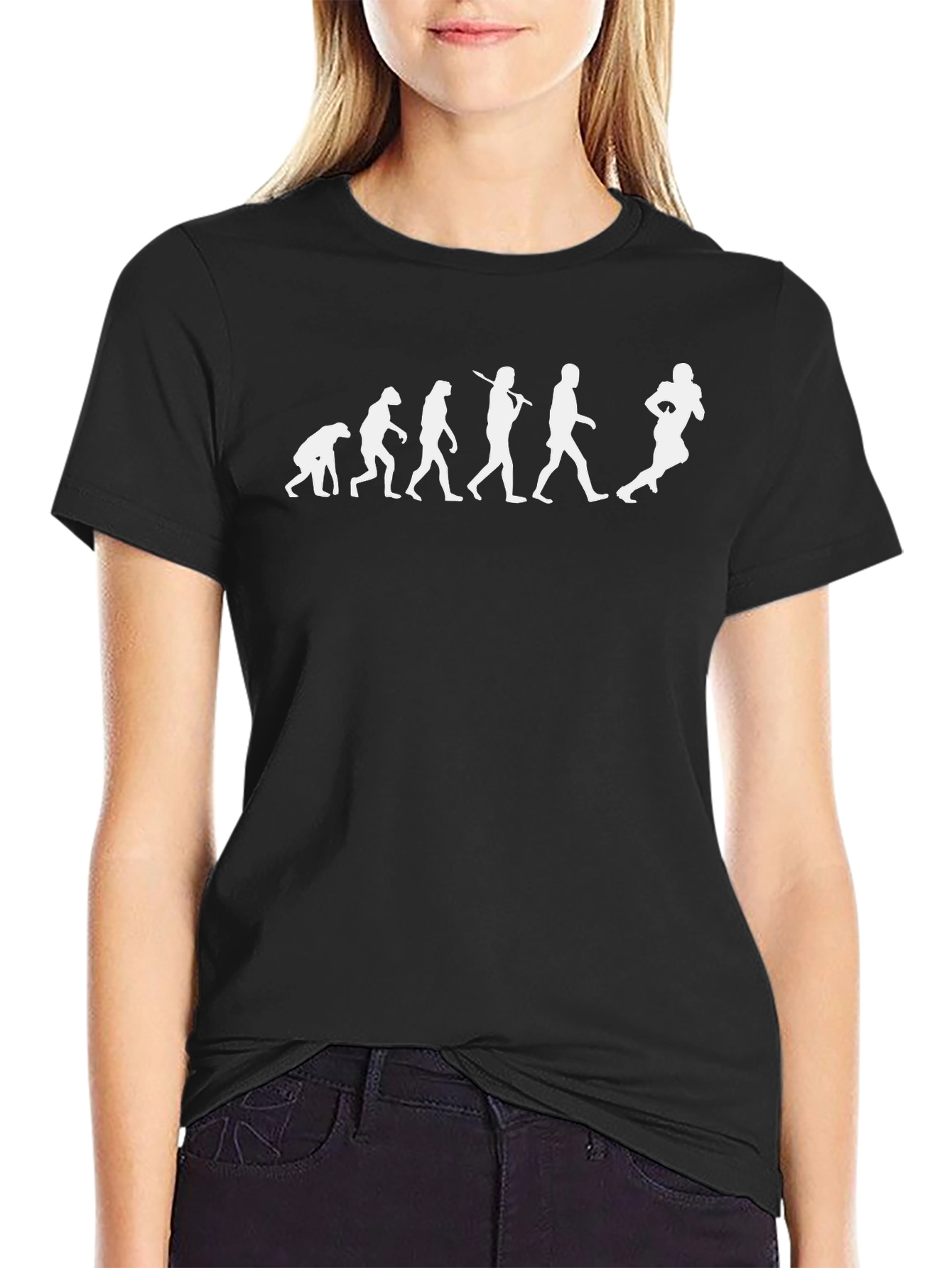 Evolution Football T-Shirt - Black Crew Neck