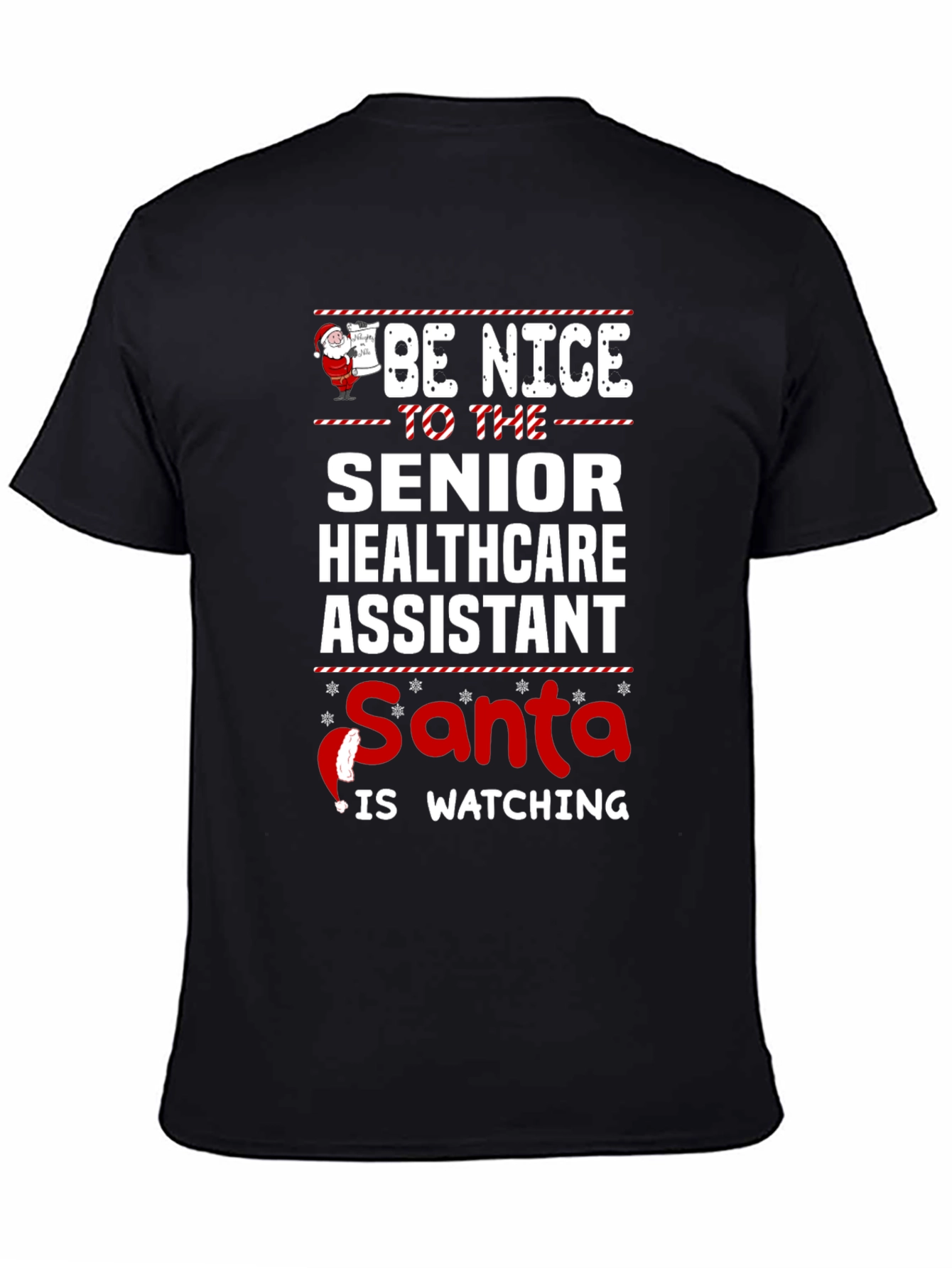 Senior Healthcare Assistant Santa Watching T-Shirt