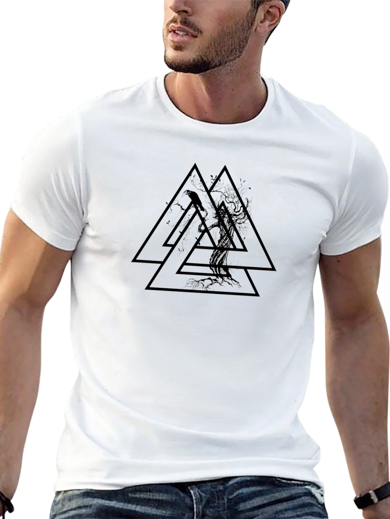 Valknut Raven Tree Black T-Shirt