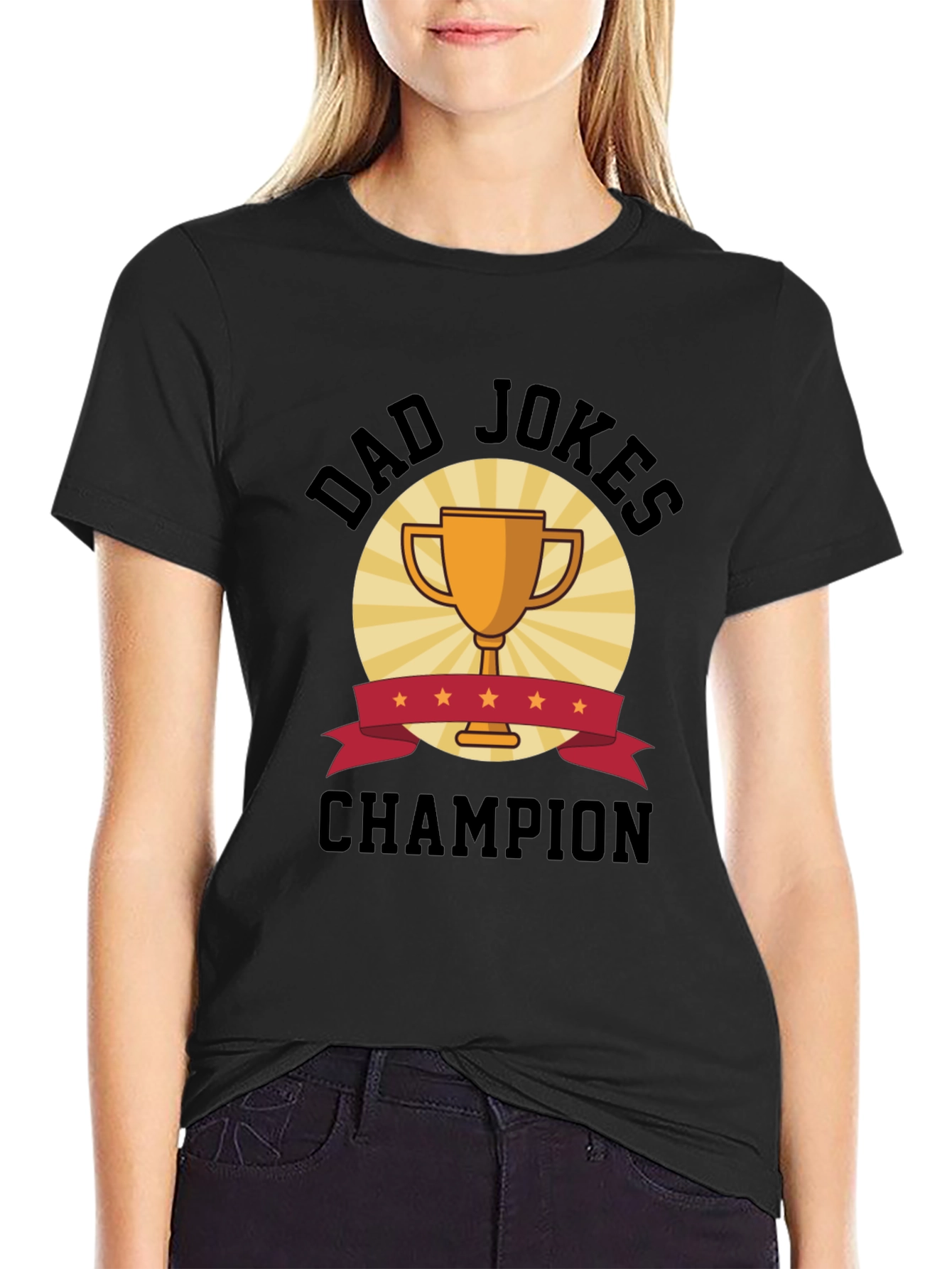 Dad Jokes Champion Black T-Shirt