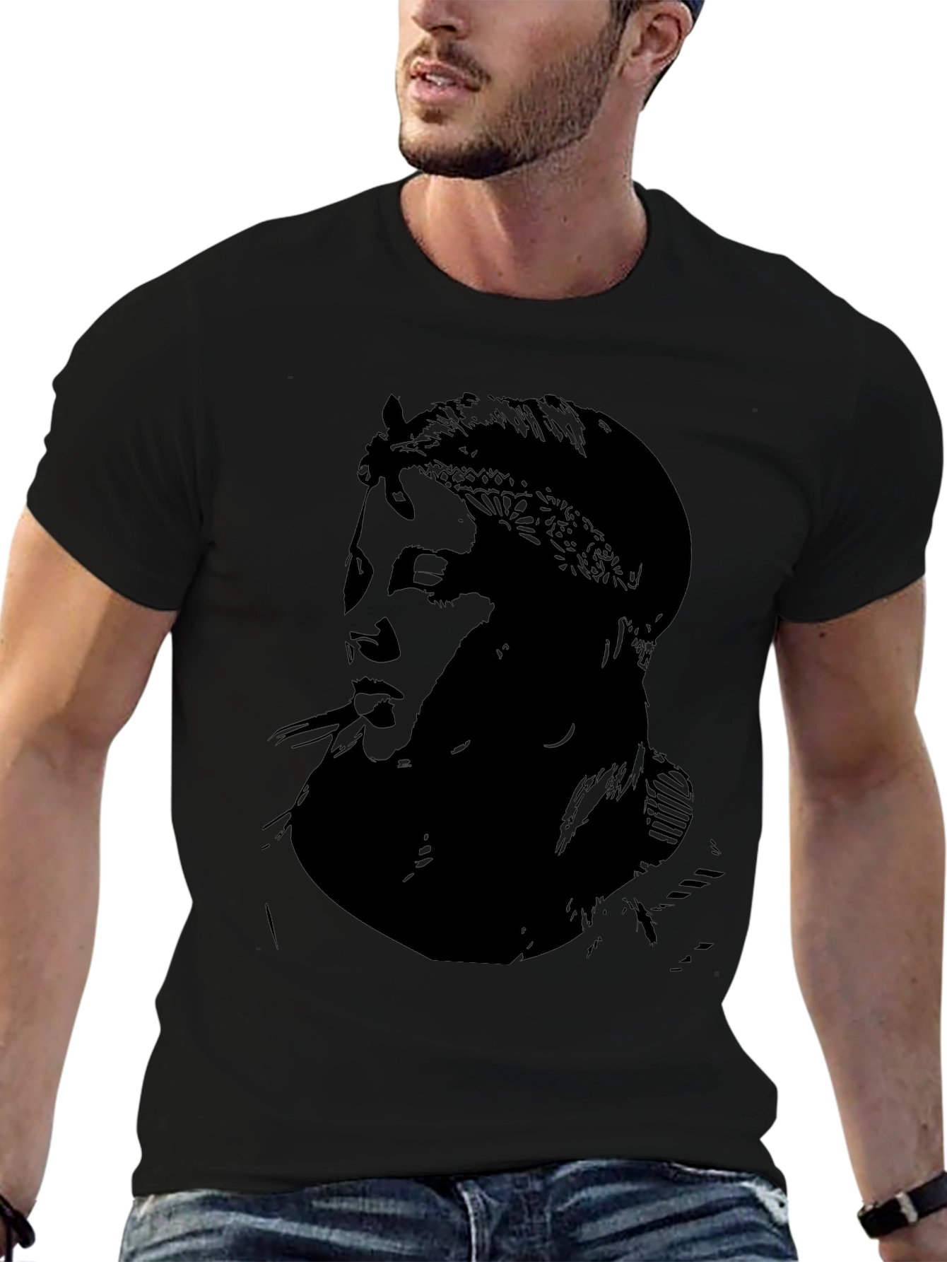 Tupac Silhouette Graphic Black T-Shirt