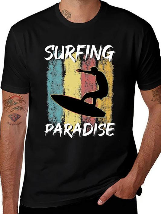 Surfing Paradise Graphic Tee - Vintage Style Surf Shirt