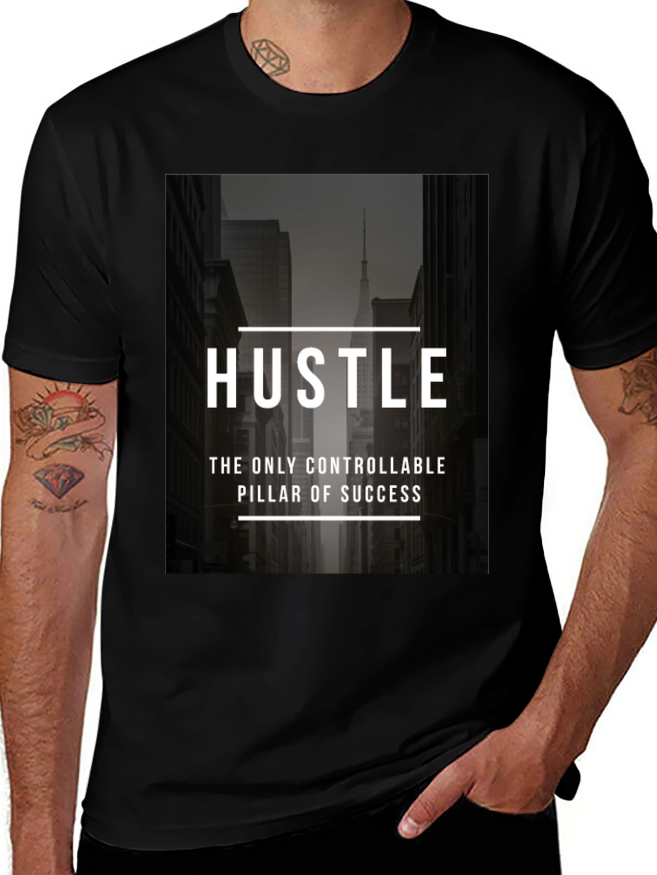 Hustle T-Shirt: Cityscape Motivation Tee