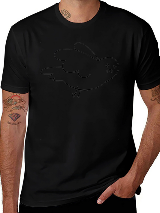 Sad Bird Graphic Black T-Shirt