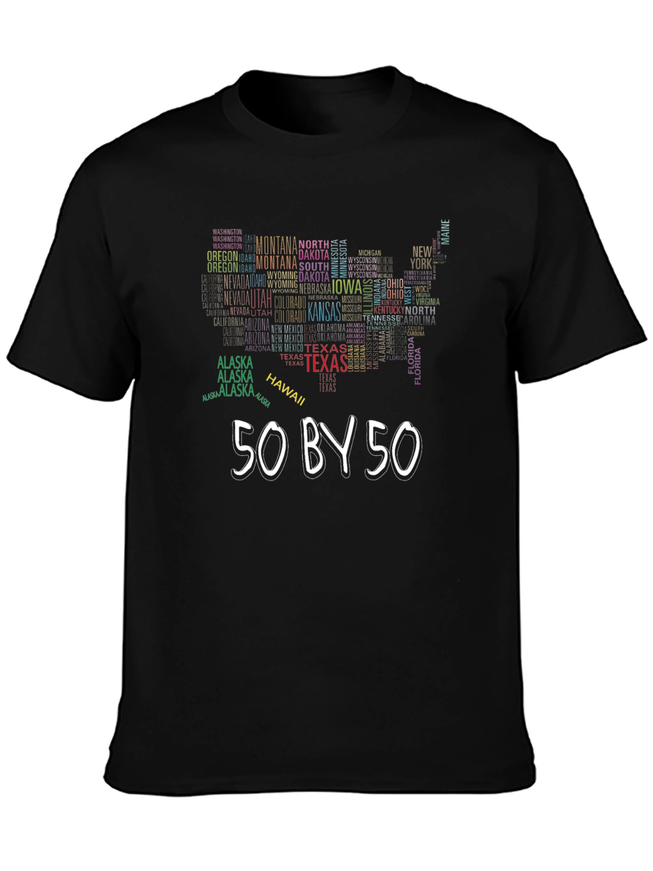 50 By 50 USA States Graphic T-Shirt