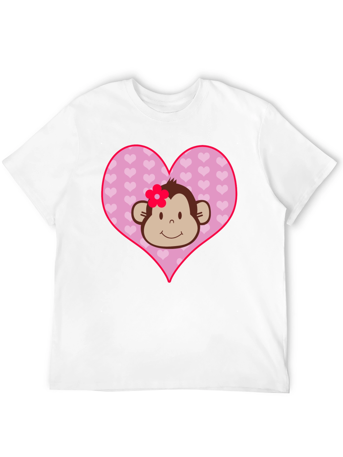 Cute Monkey Heart Graphic Tee - Black Cotton Shirt