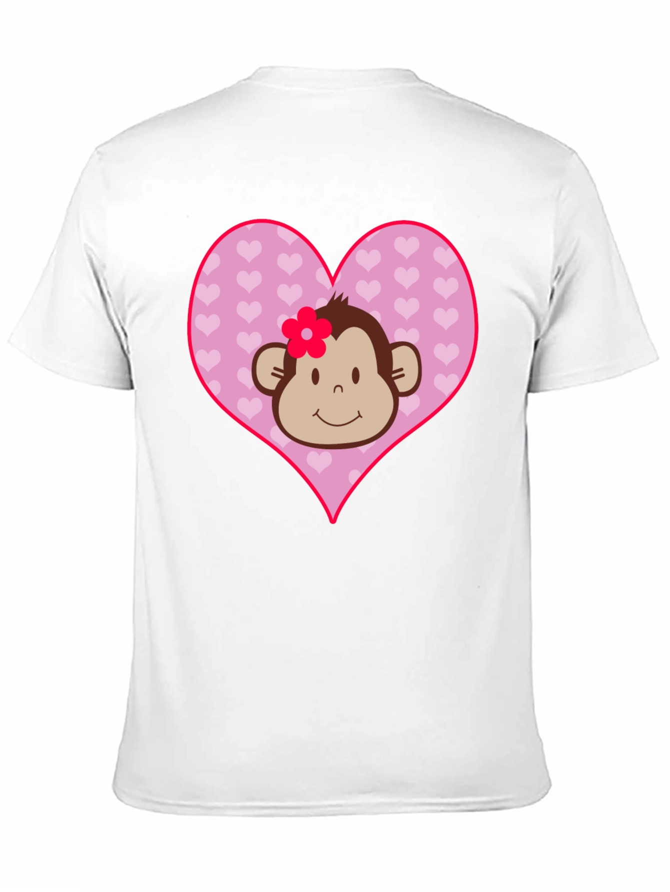 Cute Monkey Heart Graphic Tee - Black Cotton Shirt