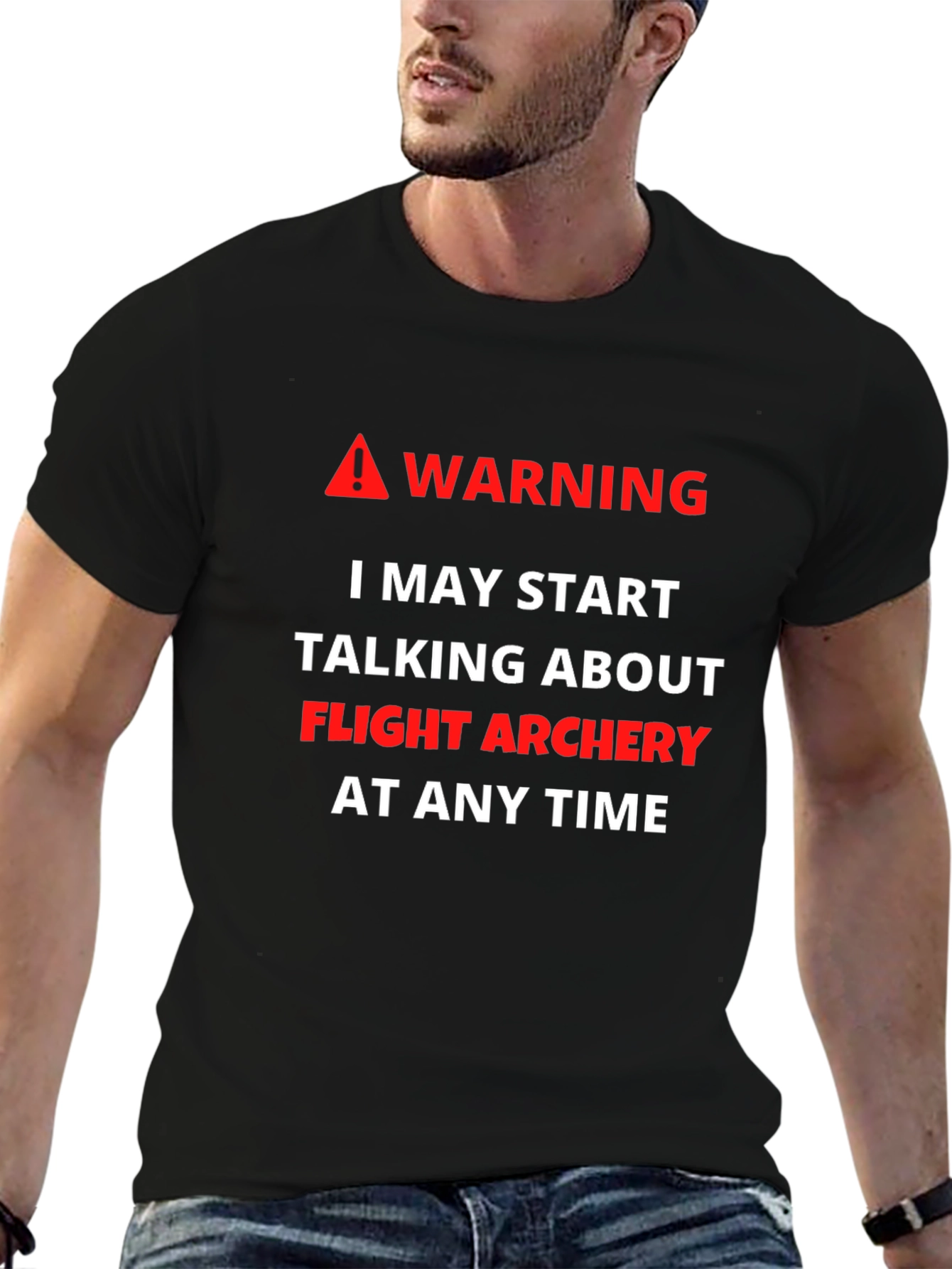 Flight Archery Warning T-Shirt - Black Cotton Tee