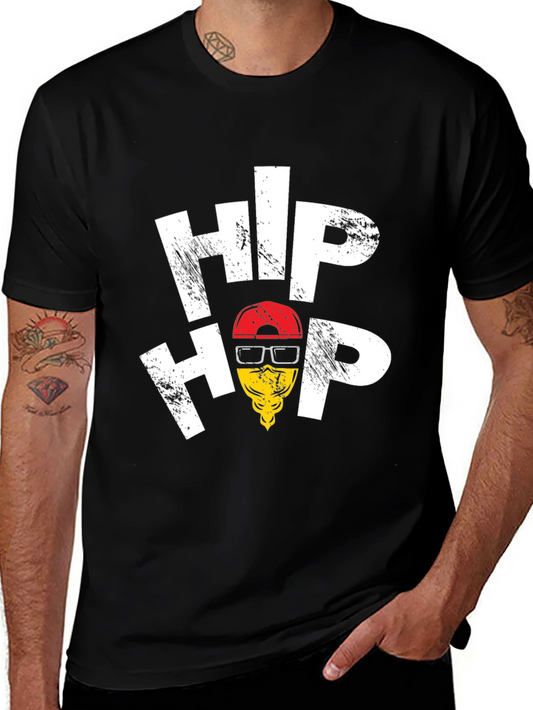 Hip Hop Graphic Tee - Trendy Black T-Shirt