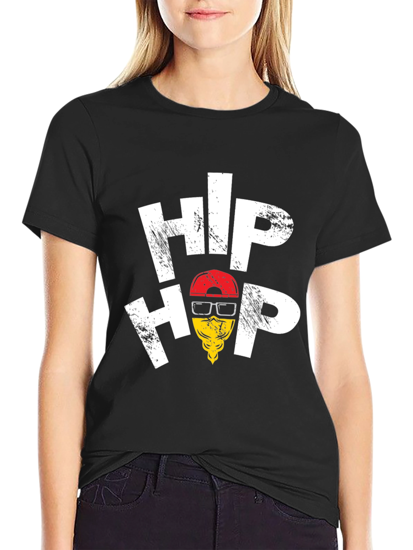 Hip Hop Graphic Tee - Trendy Black T-Shirt