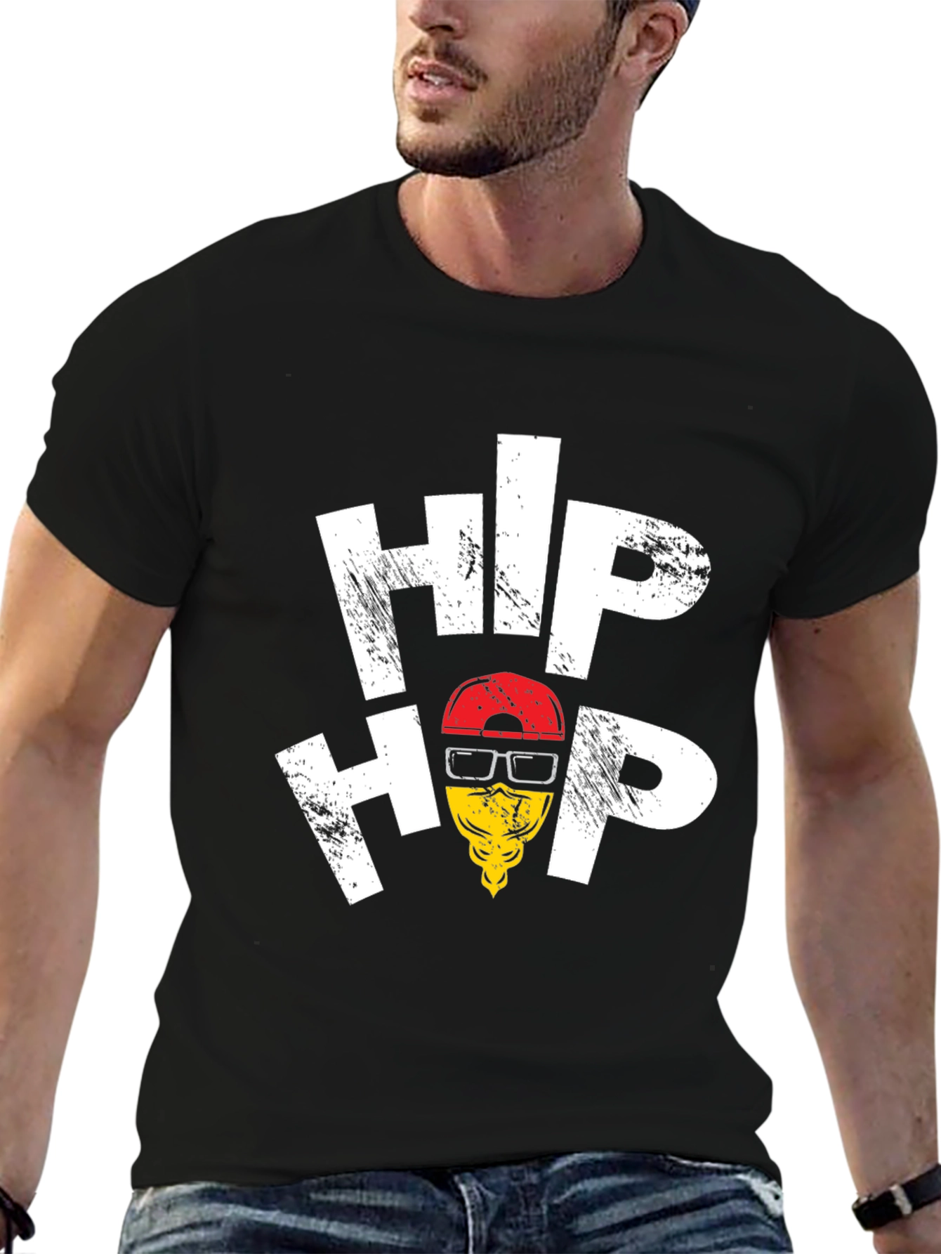 Hip Hop Graphic Tee - Trendy Black T-Shirt