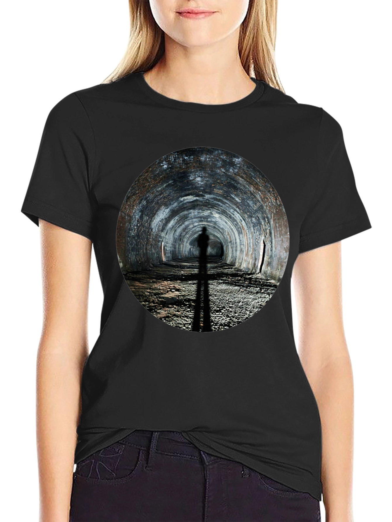 Tunnel Shadow T-Shirt: Dark & Mysterious Design