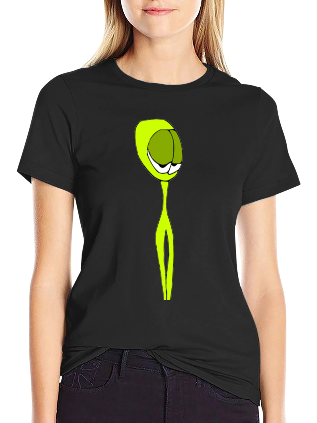 Abstract Alien Graphic Black T-Shirt