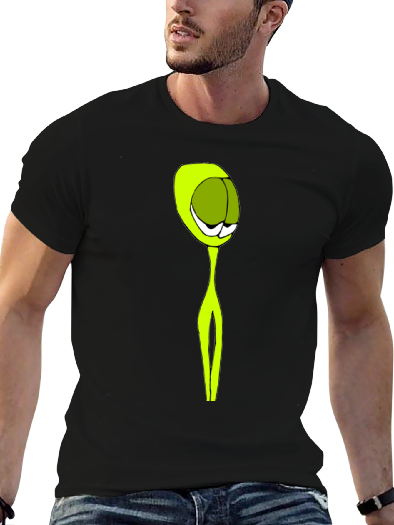 Abstract Alien Graphic Black T-Shirt