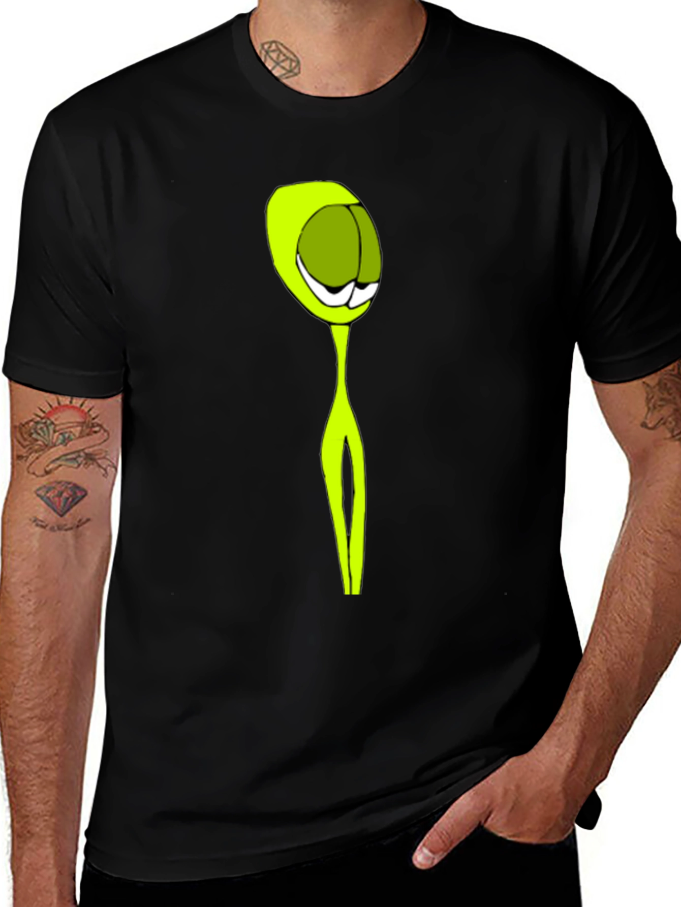 Abstract Alien Graphic Black T-Shirt