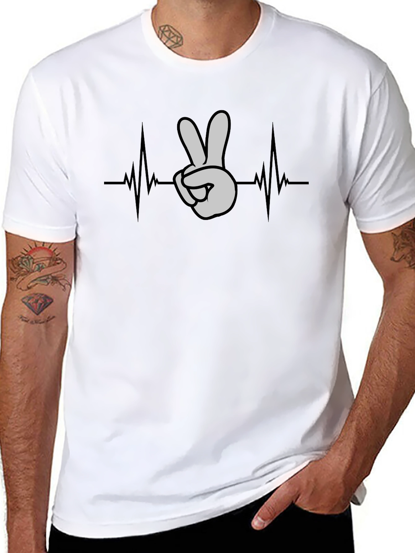 Peace Sign Heartbeat Graphic T-Shirt