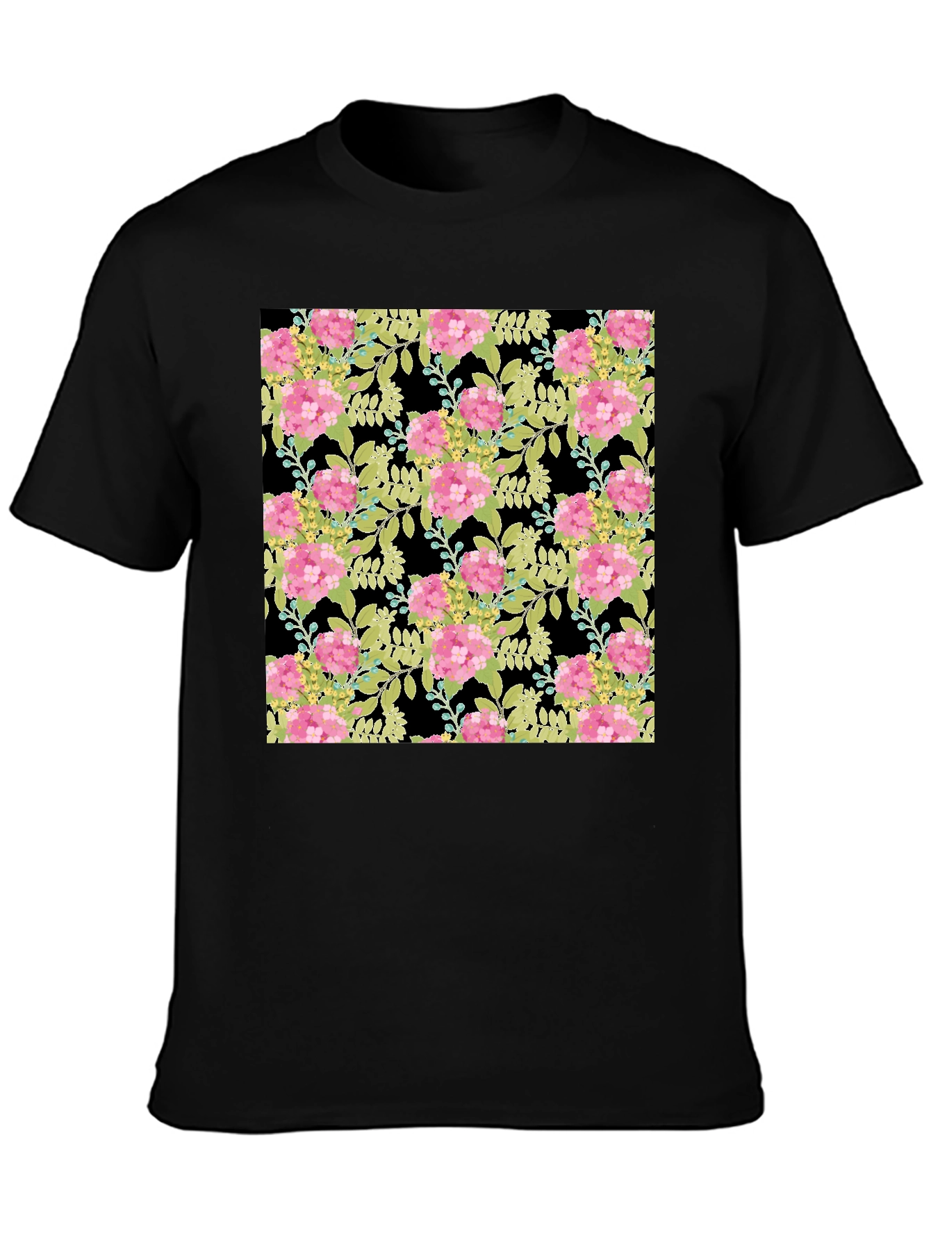Floral Blossom Print Black T-Shirt