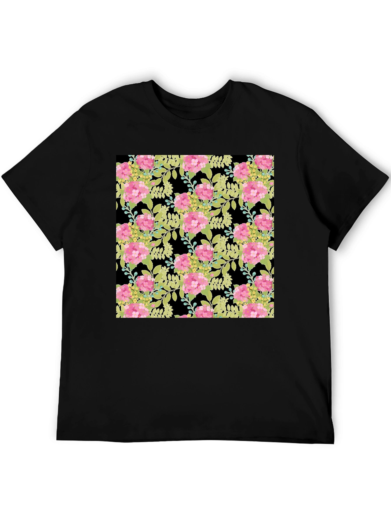 Floral Blossom Print Black T-Shirt