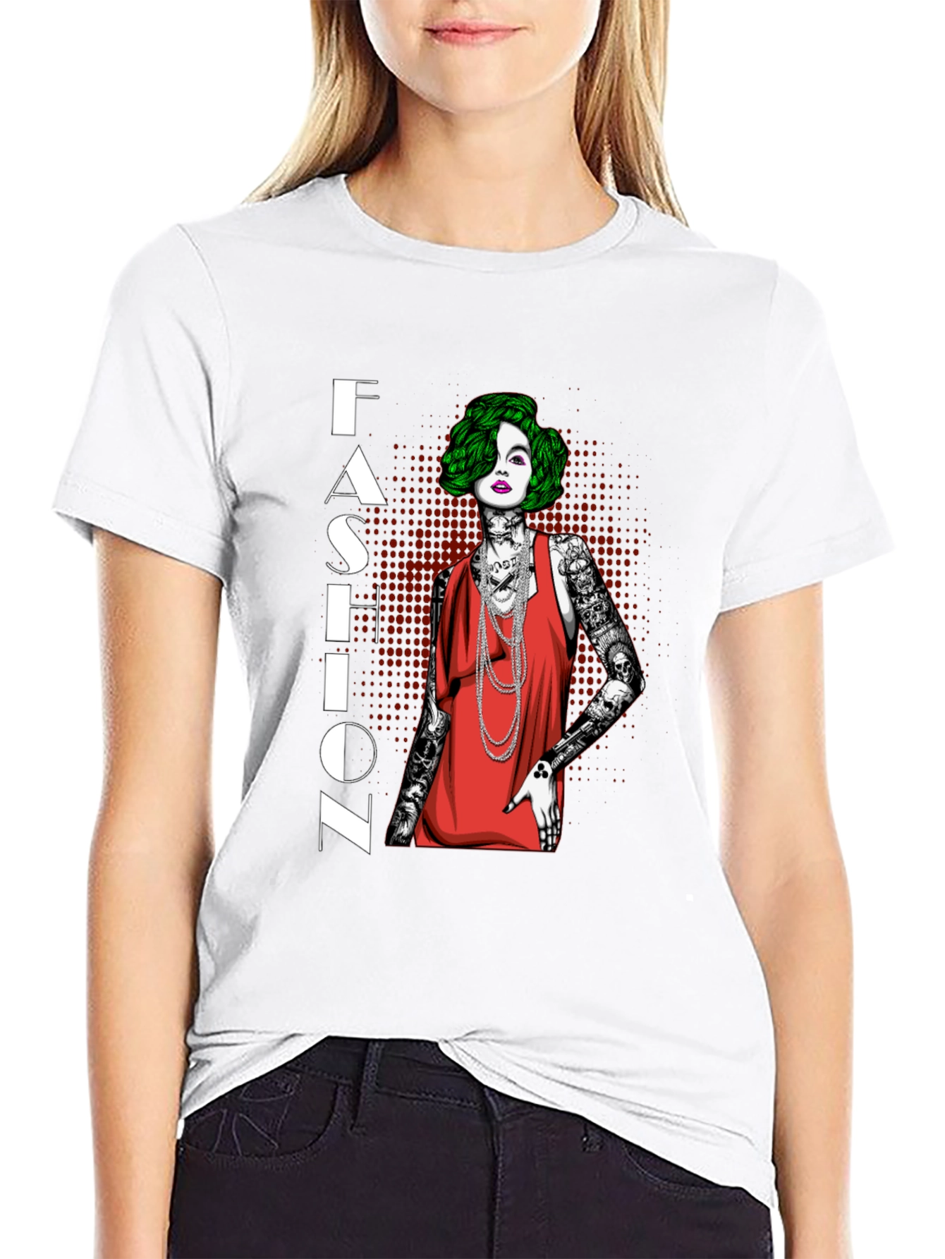 Fashion Statement T-Shirt - Edgy Tattooed Woman Graphic