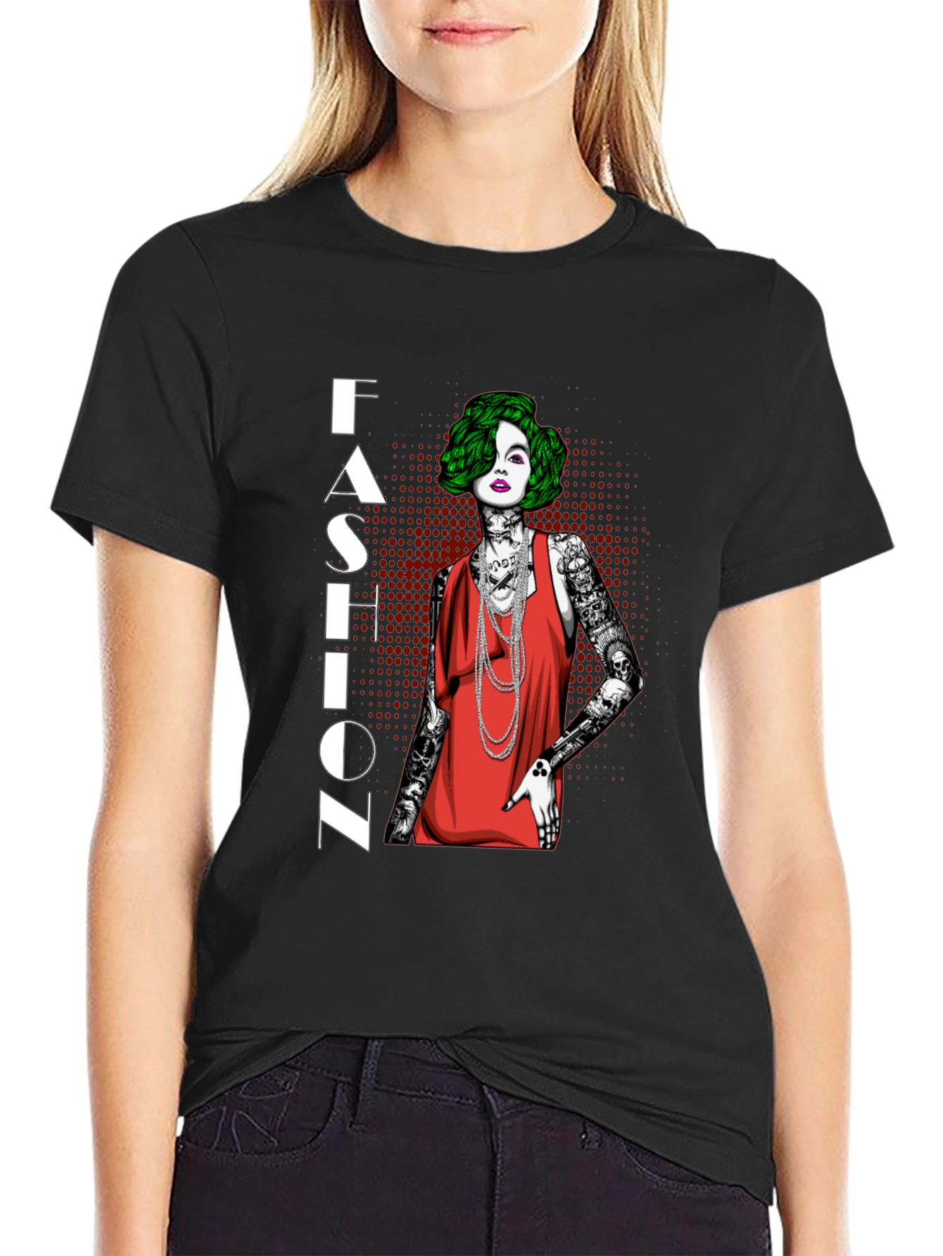 Fashion Statement T-Shirt - Edgy Tattooed Woman Graphic