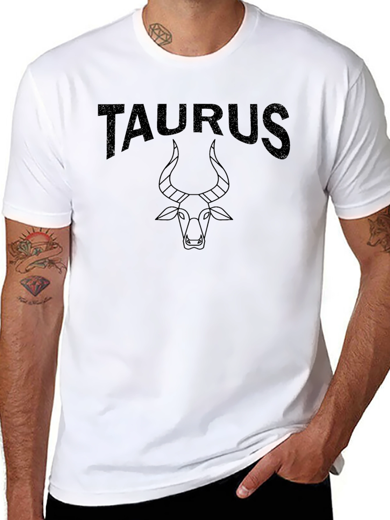Taurus Zodiac Graphic Tee - Black Cotton Shirt