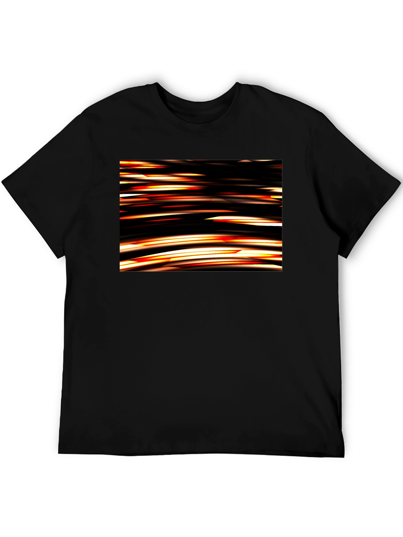 Abstract Light Streak Graphic Black T-Shirt