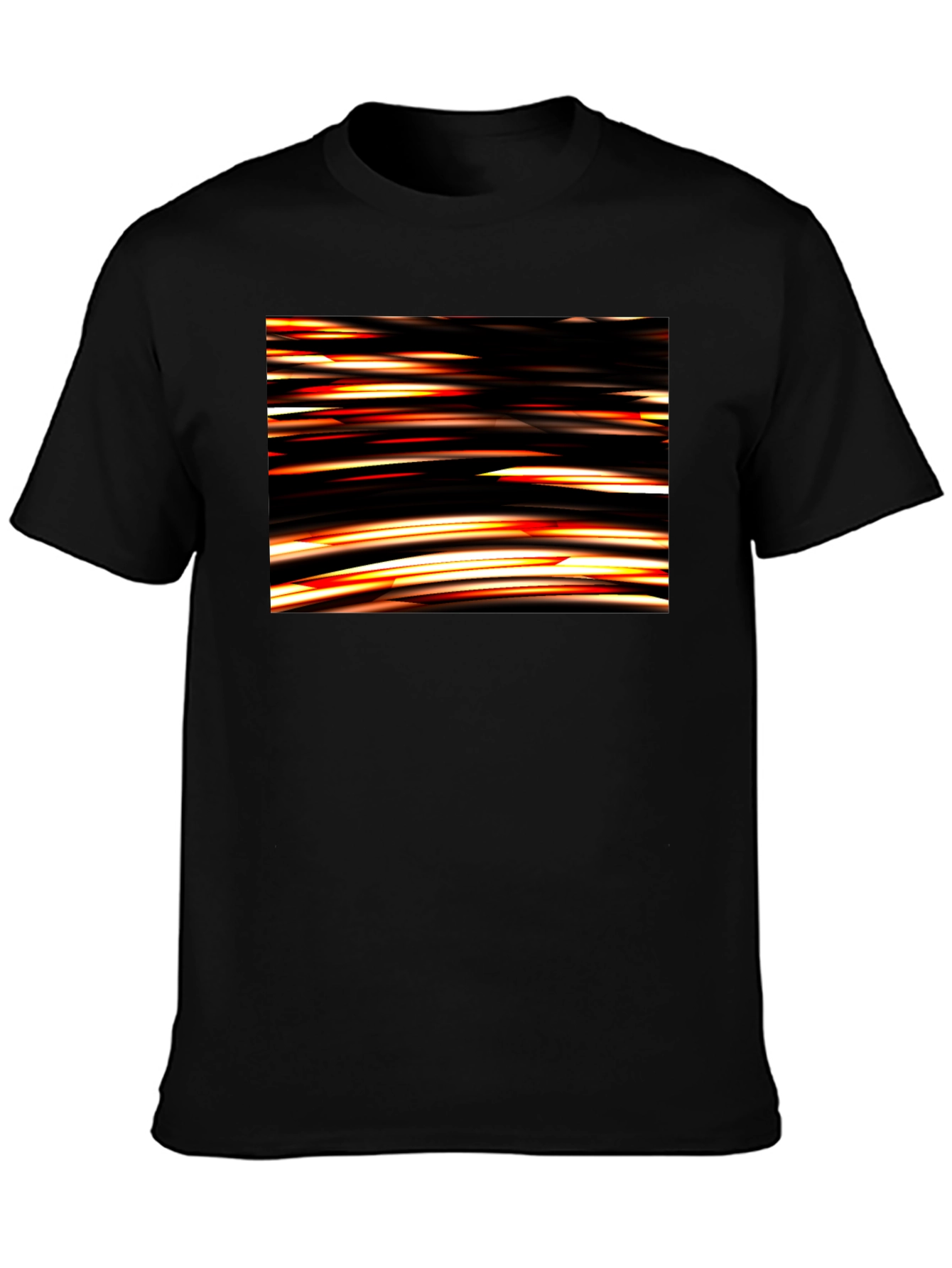 Abstract Light Streak Graphic Black T-Shirt