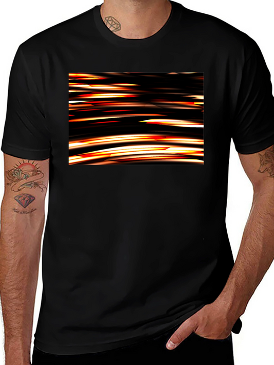 Abstract Light Streak Graphic Black T-Shirt