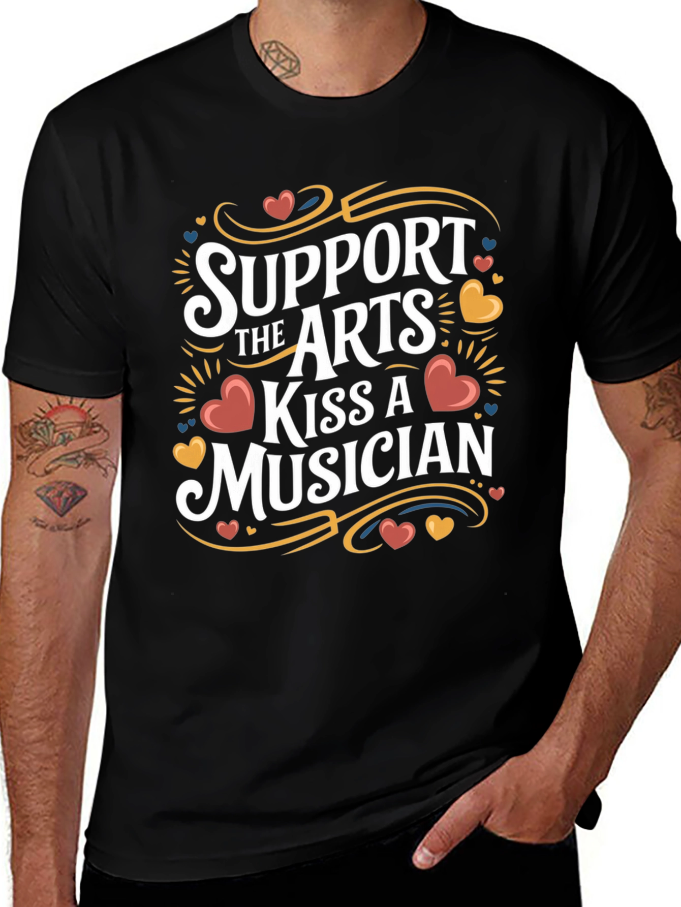 Support The Arts Kiss A Musician Graphic T-Shirt