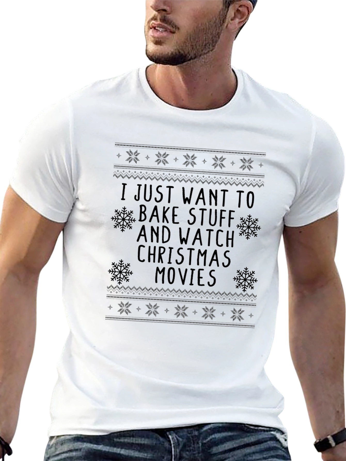 Bake Stuff & Christmas Movies Black T-Shirt