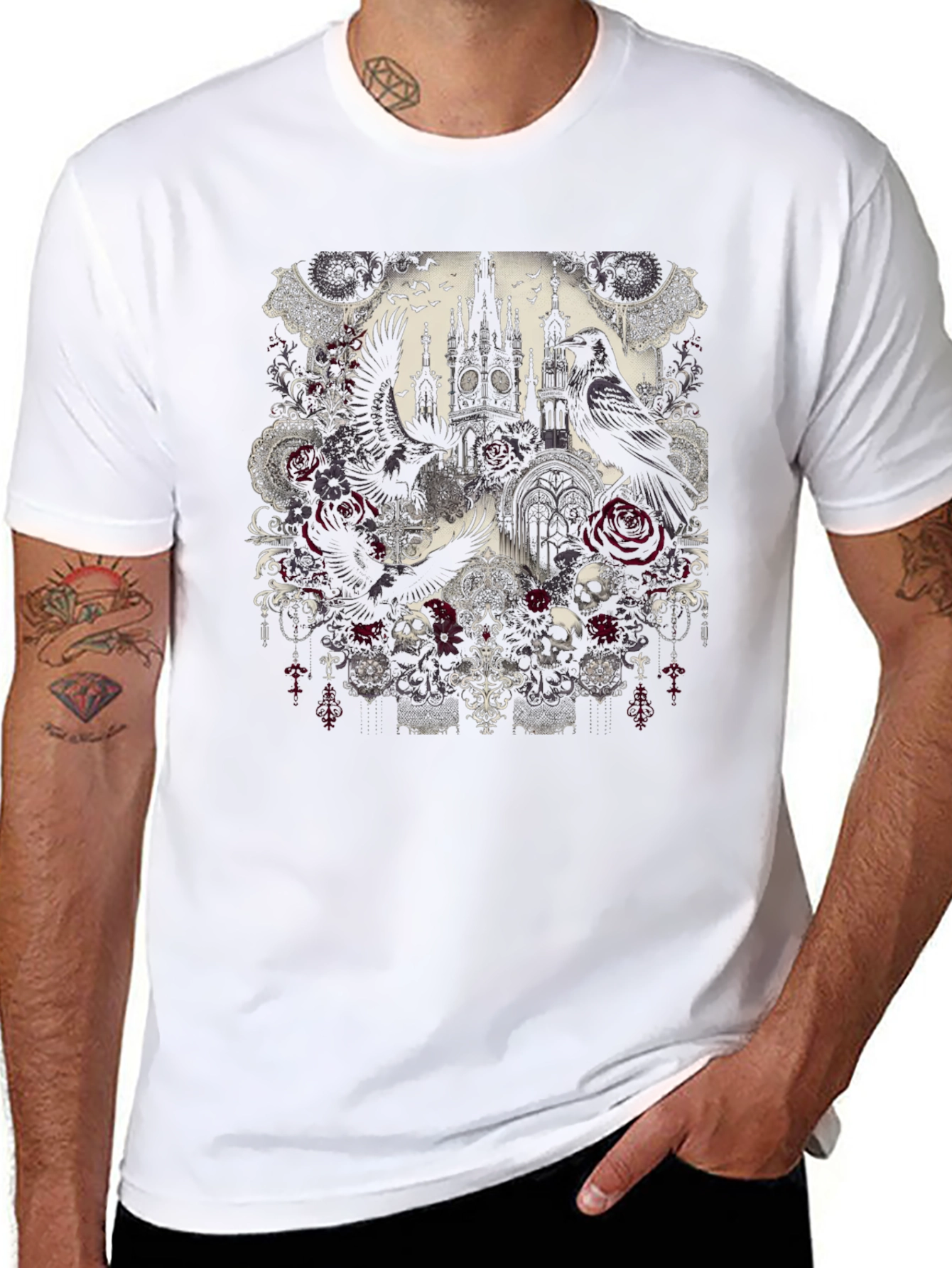 Gothic Raven Castle T-Shirt
