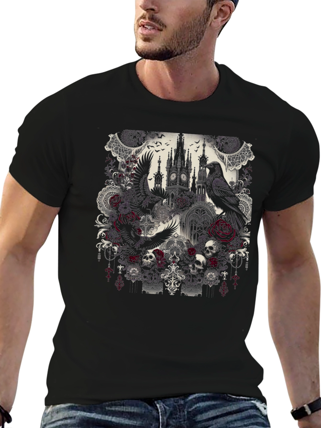 Gothic Raven Castle T-Shirt