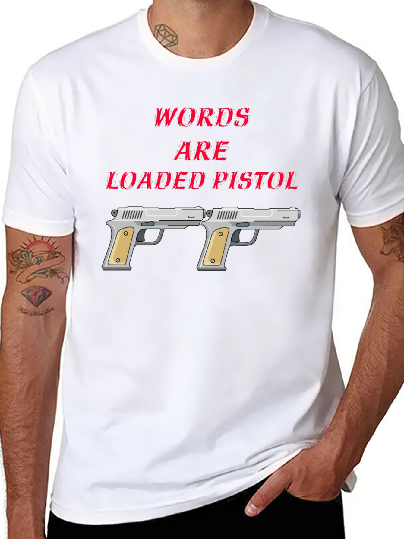 Words are Loaded Pistol Graphic Tee - Black
