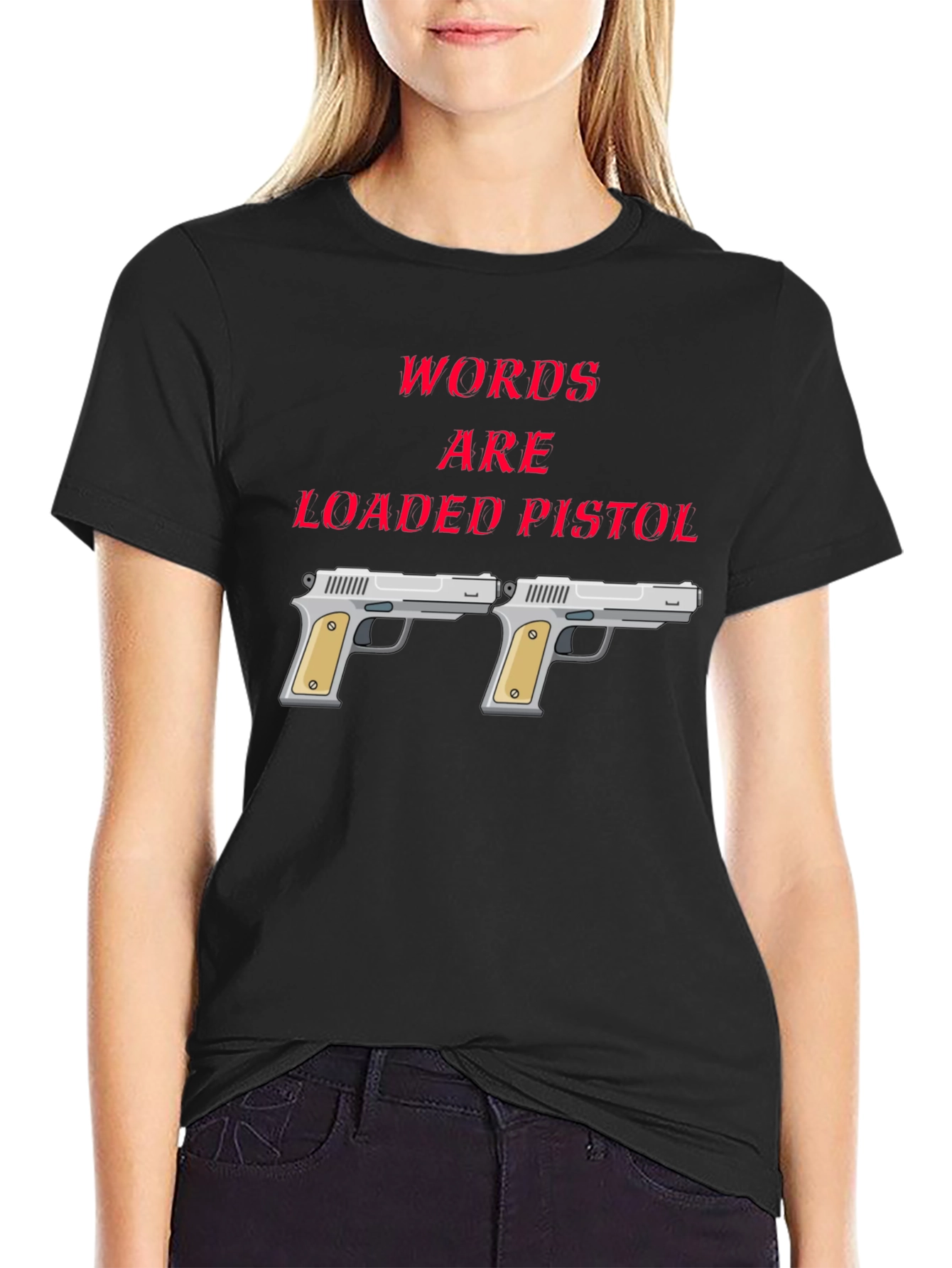 Words are Loaded Pistol Graphic Tee - Black