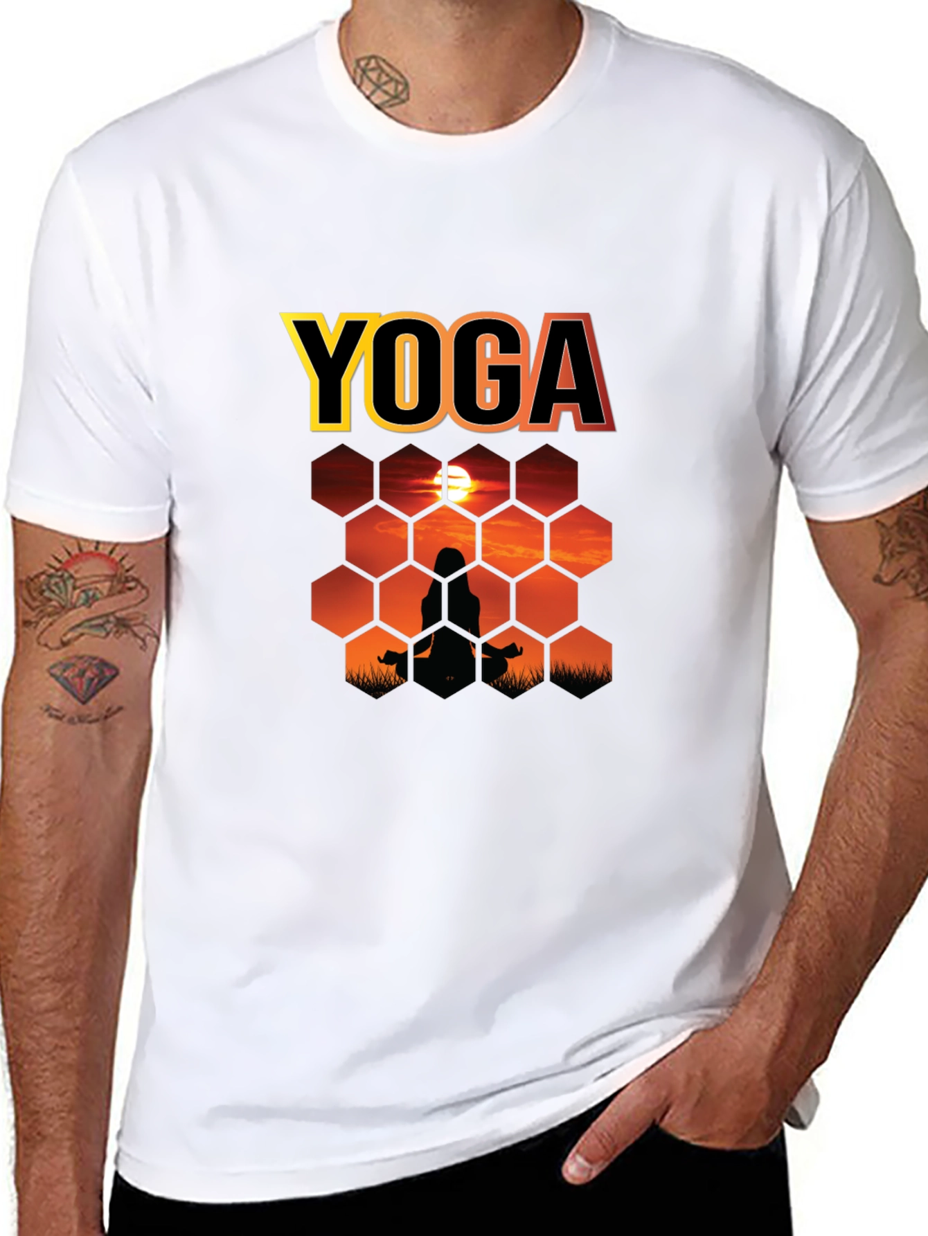 Yoga Sunset Silhouette Graphic T-Shirt