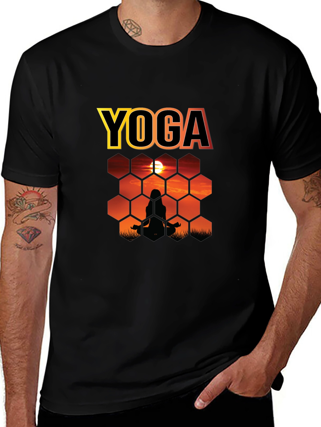 Yoga Sunset Silhouette Graphic T-Shirt