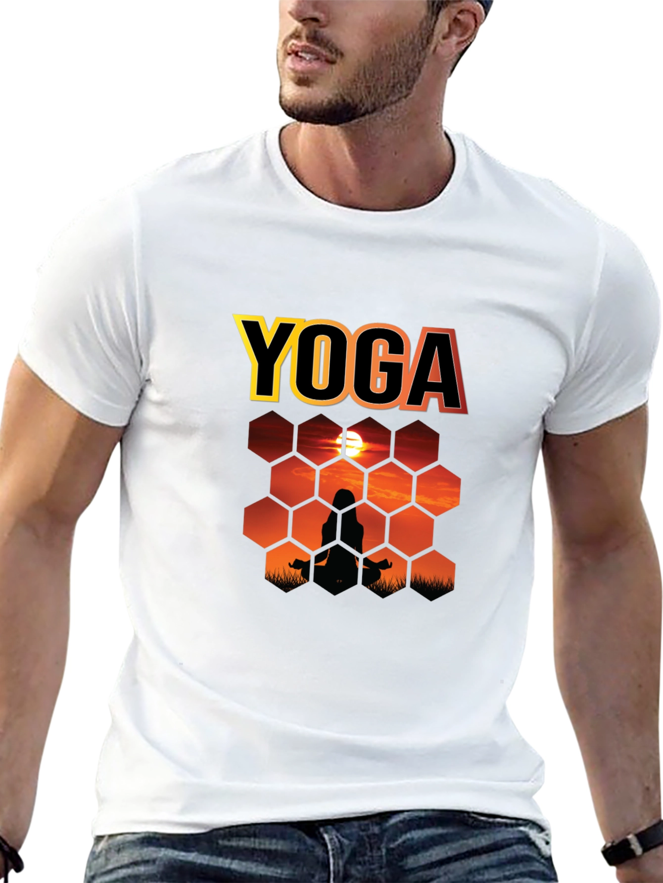 Yoga Sunset Silhouette Graphic T-Shirt