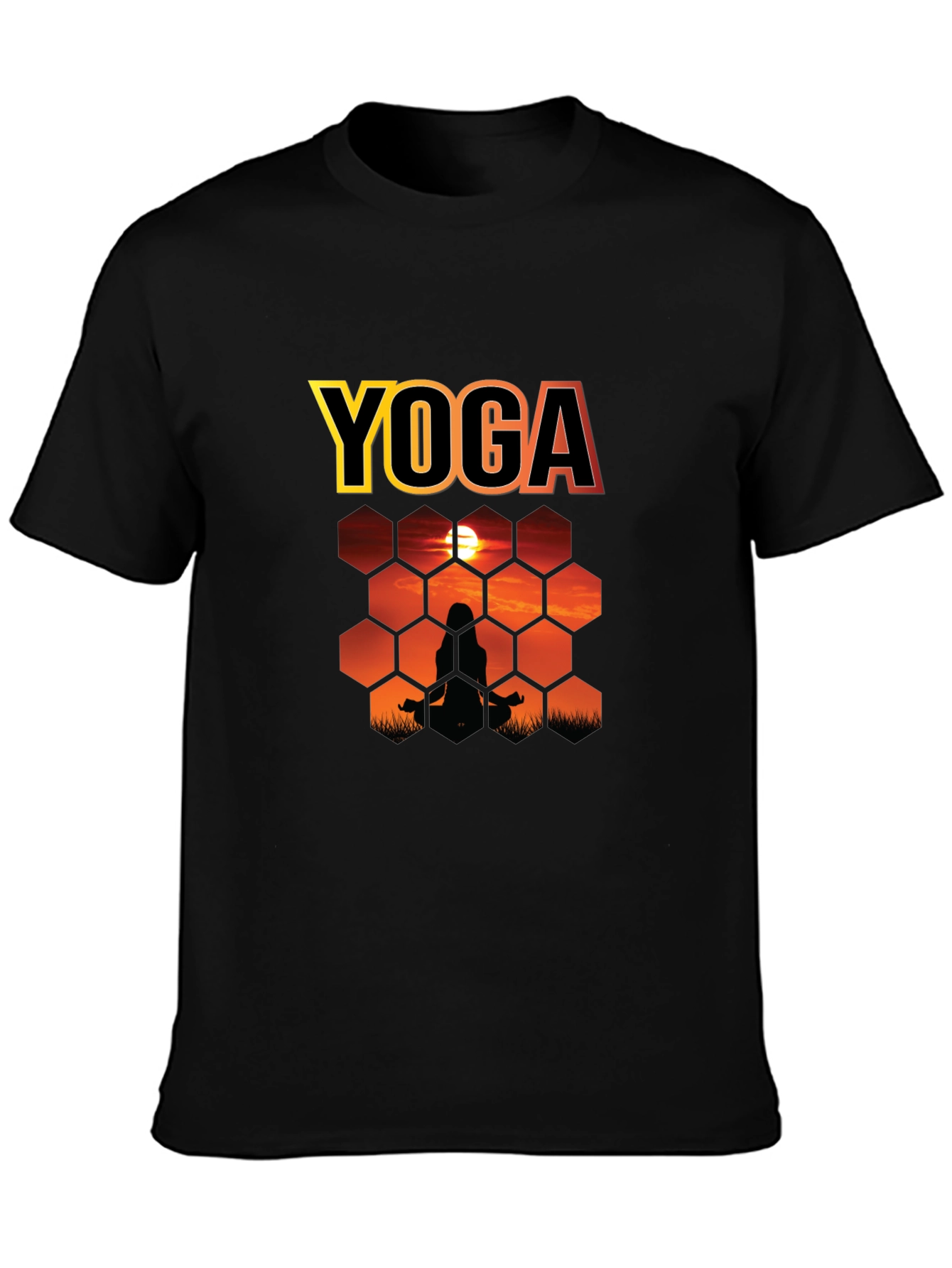 Yoga Sunset Silhouette Graphic T-Shirt