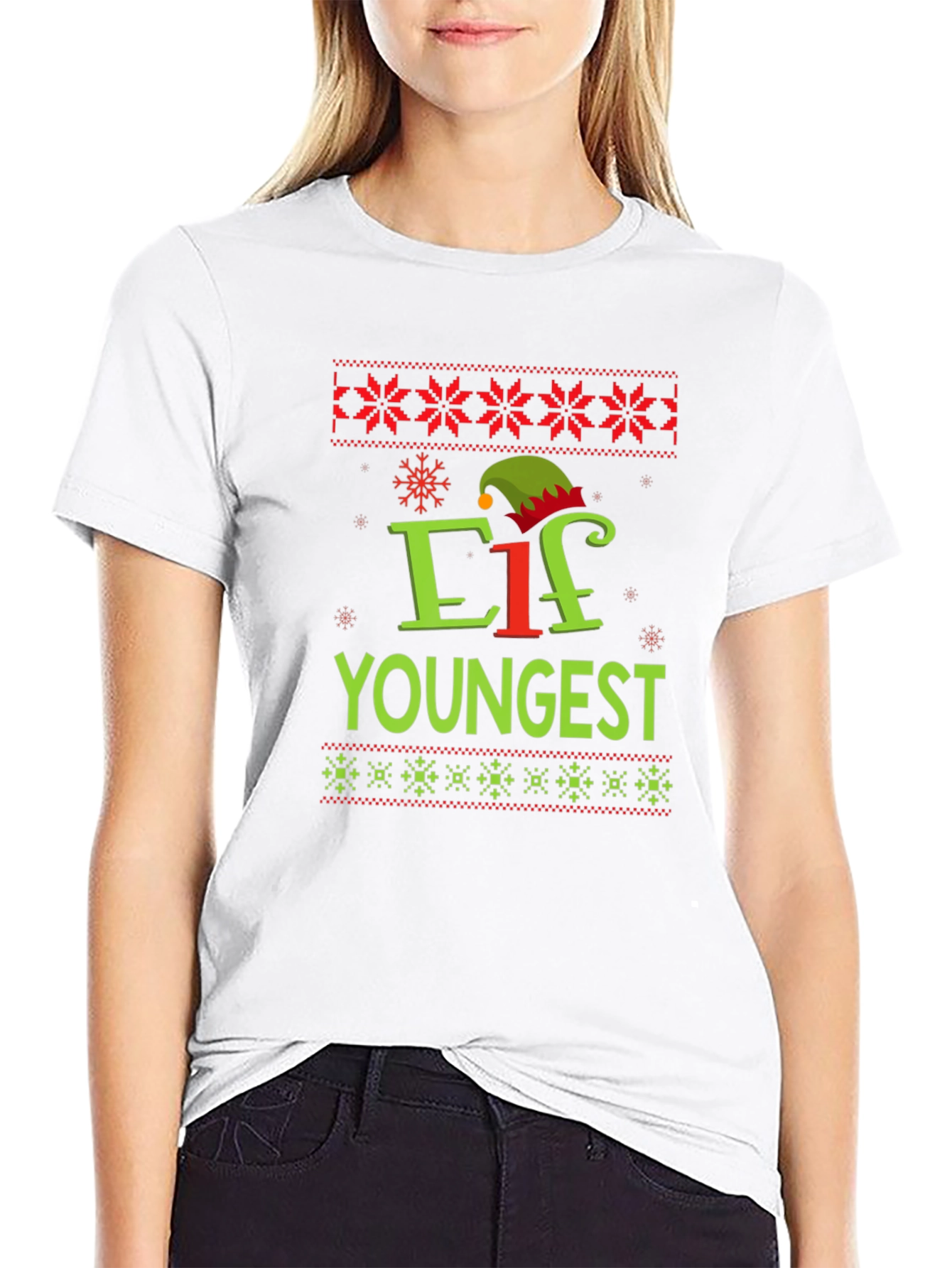 Elf Youngest Christmas Graphic Tee - Holiday Shirt