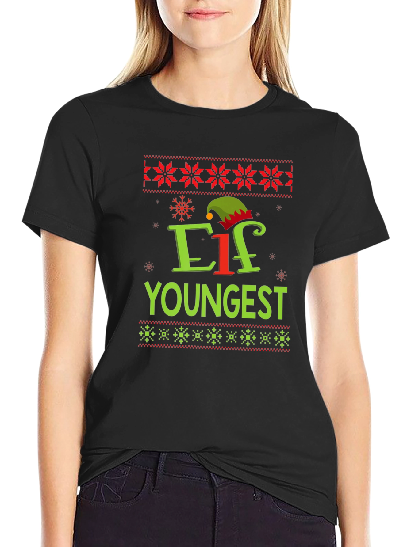 Elf Youngest Christmas Graphic Tee - Holiday Shirt