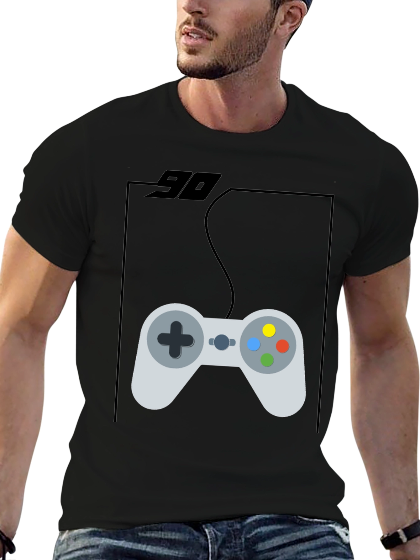 Retro Gamer Tee - Black 90s Console Controller T-Shirt