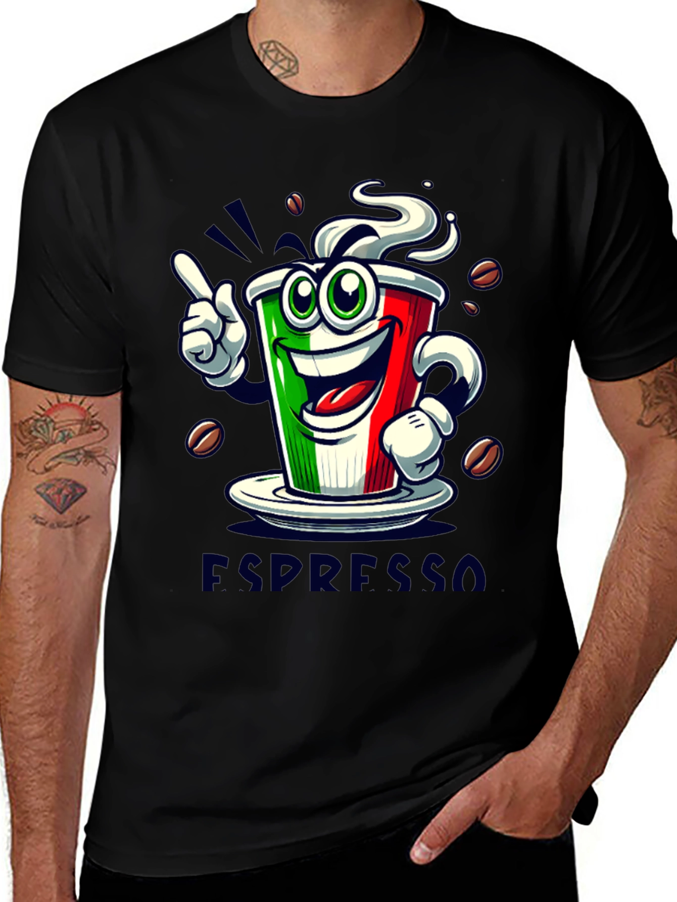 Espresso Italian Flag Graphic T-Shirt