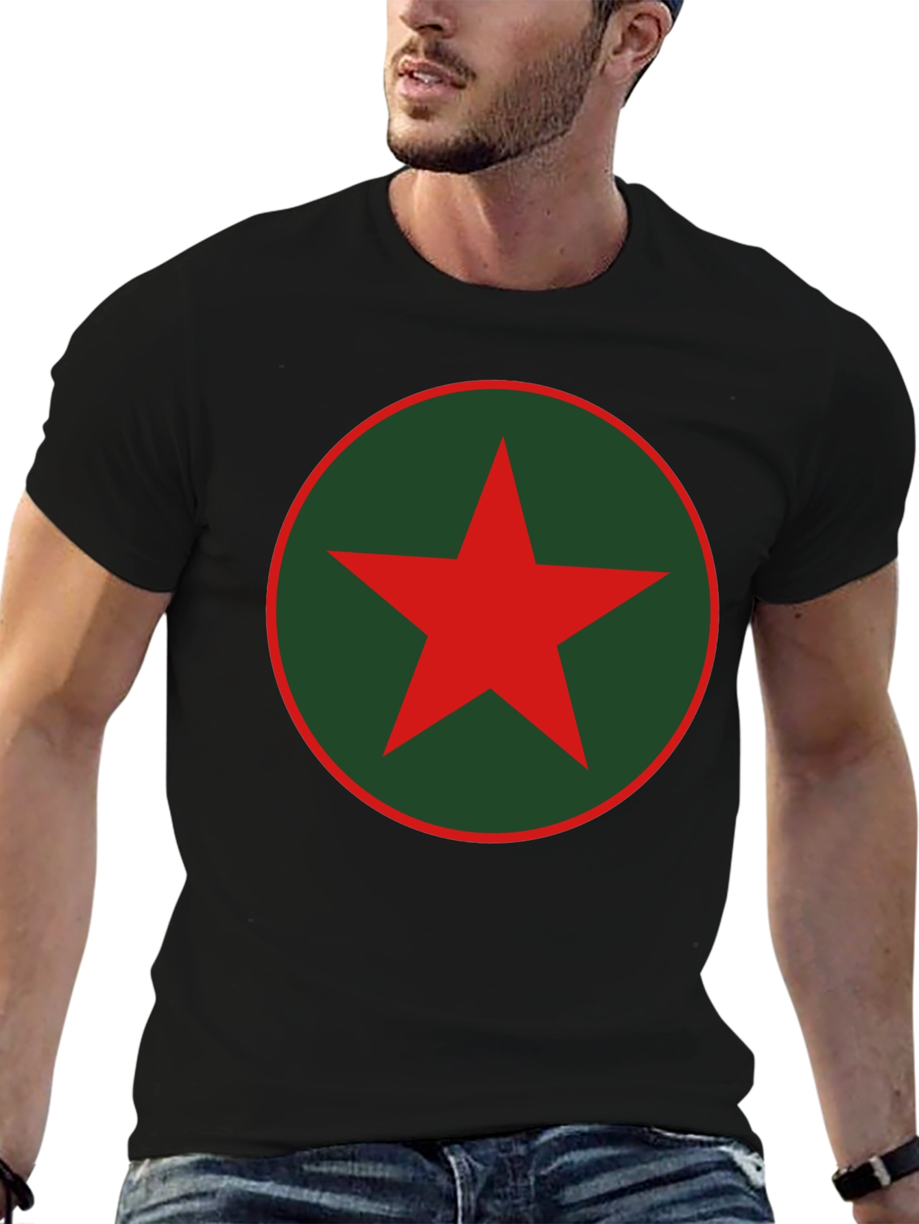 Red Star Graphic T-Shirt - Casual Black Tee