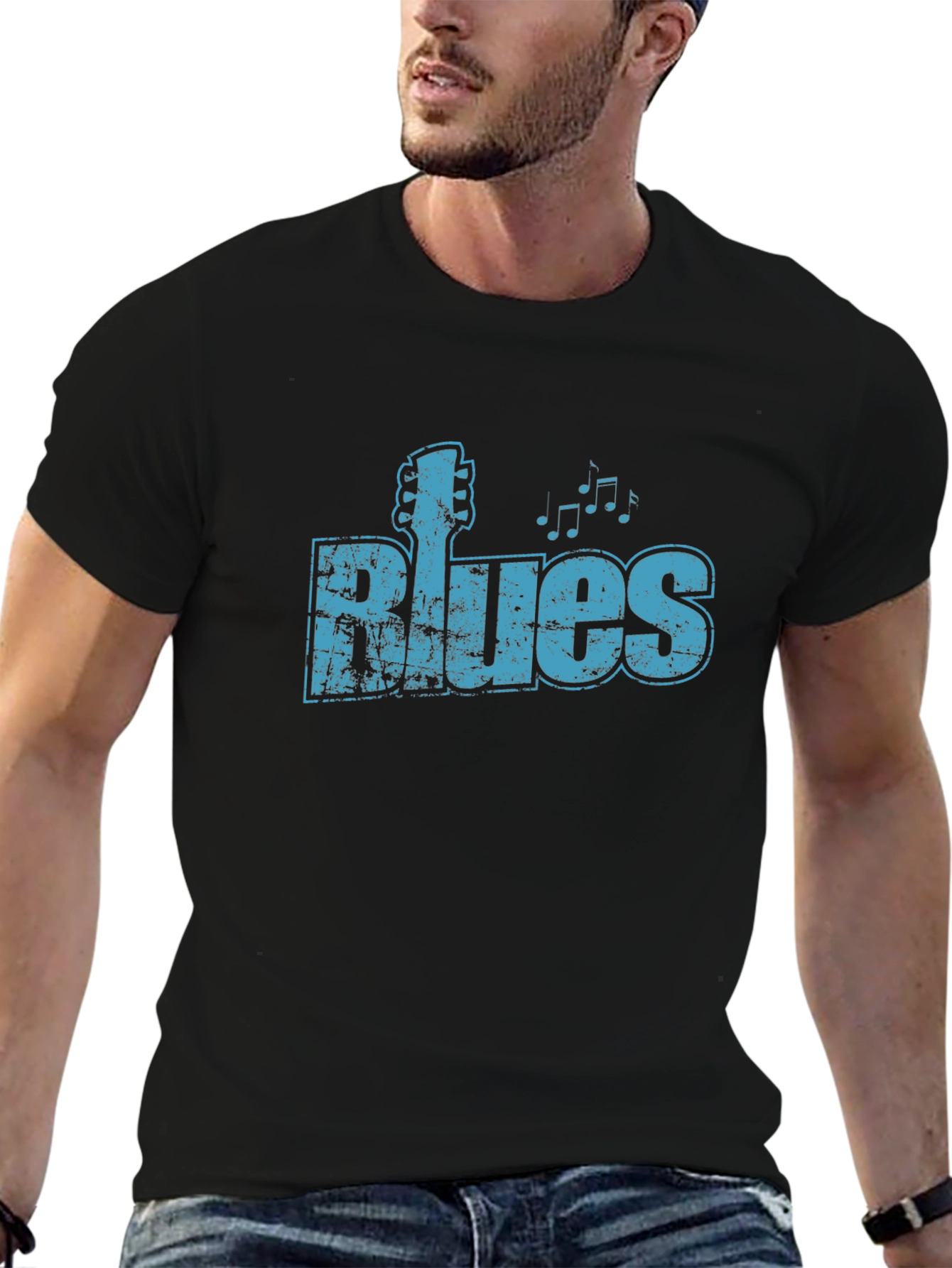 Blues Music Graphic Black T-Shirt