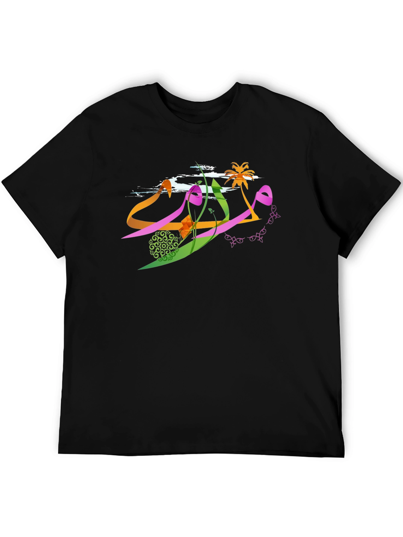 Arabic Graphic Tee - Black Cotton Blend T-Shirt