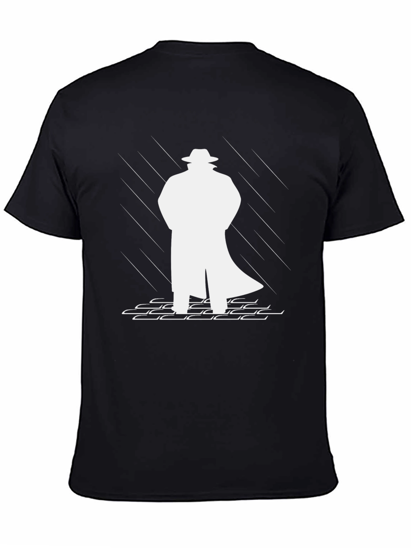 Mysterious Man in Trench Coat Black T-Shirt
