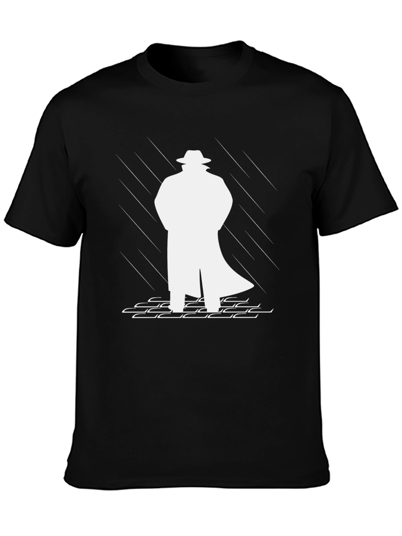 Mysterious Man in Trench Coat Black T-Shirt